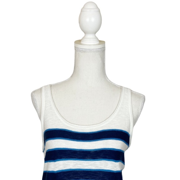 Vince Graduating-Stripes Sleeveless Maxi Dress Blue and White Cotton Size Small - Picture 4 of 8